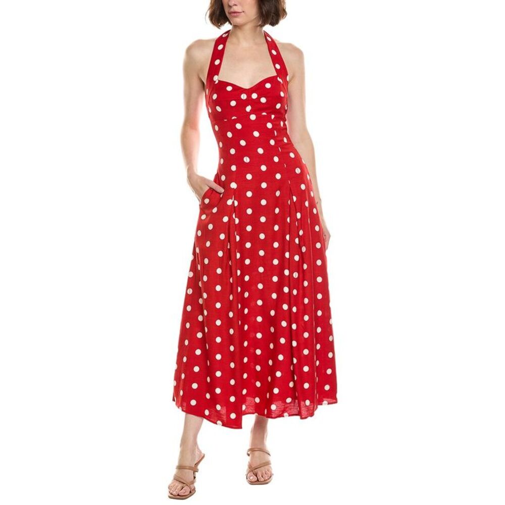 Nicholas Womens Seraphina Linen-Blend Halter Dress